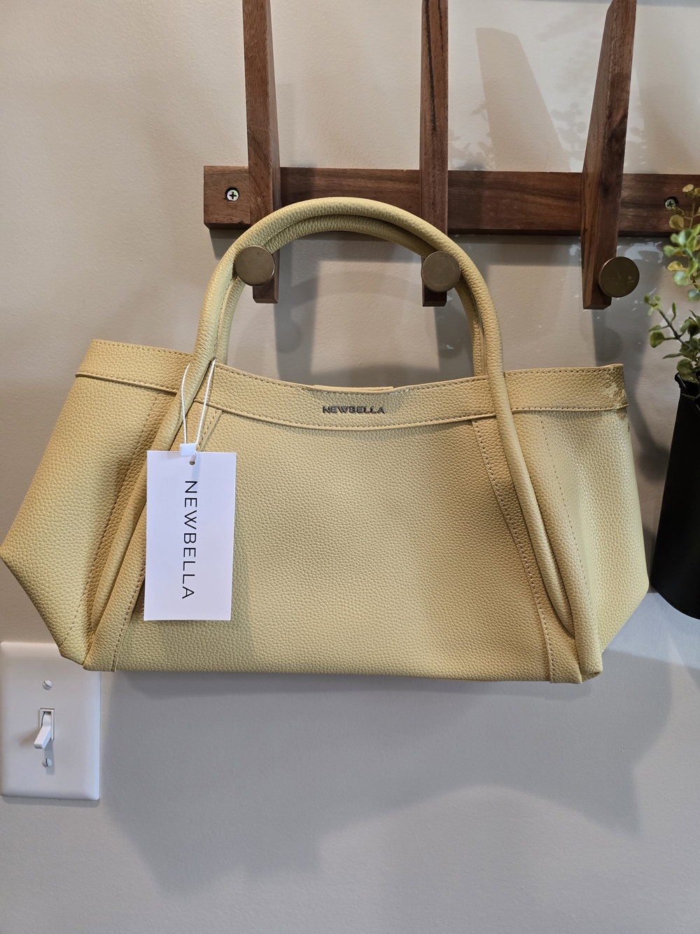🔥  NEWBELLA Lemon Yellow Pebbled Tote Bag with Top Handles